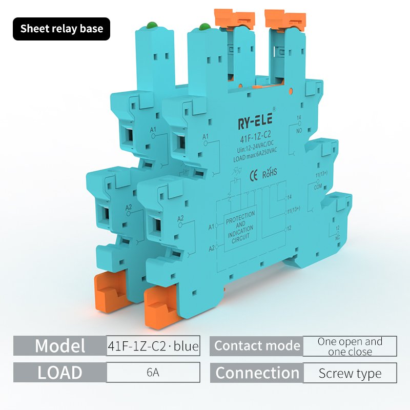 6A 24V Din Rail Mount Auto Switch Relay Module 41F-1Z-C2-1 Slim Relay Socket Sealed Manufacturer