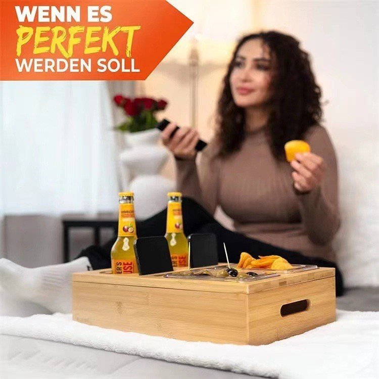 Sofa Armrest Tray Couch Bar Box Console Cup Holder Organizer Buddy Snack Tray Bamboo Couch