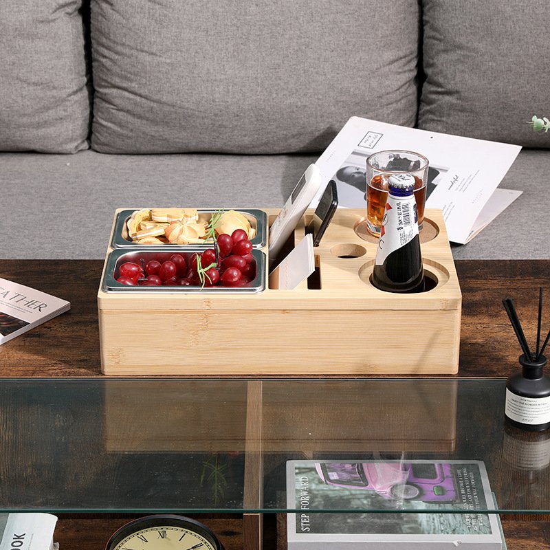 Sofa Armrest Tray Couch Bar Box Console Cup Holder Organizer Buddy Snack Tray Bamboo Couch