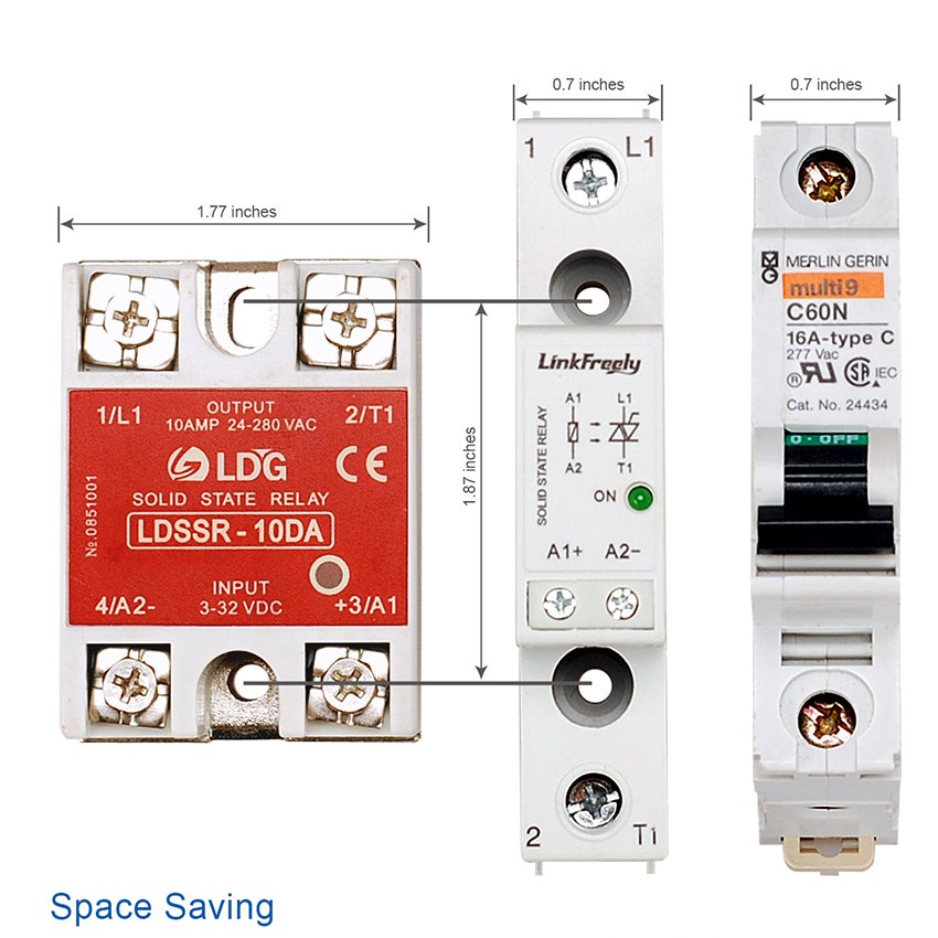 TRA23D40L 40A DC AC Smart Auto Solid State Relay Board 3V-32VDC in Out 24-280VAC SSR Relay Module Din Rail With Base