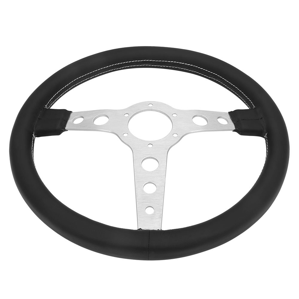 Car Modified Steering Wheel,14 inch 350mm Universal Real leather Aluminum Alloy Flat Racing steering wheel