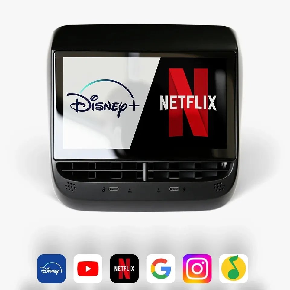 7inch Multimedia Android Screen for Tesla Model Y or Model 3 Car Rear Seat Entertainment Video Player Rear Air Conditioner Panel