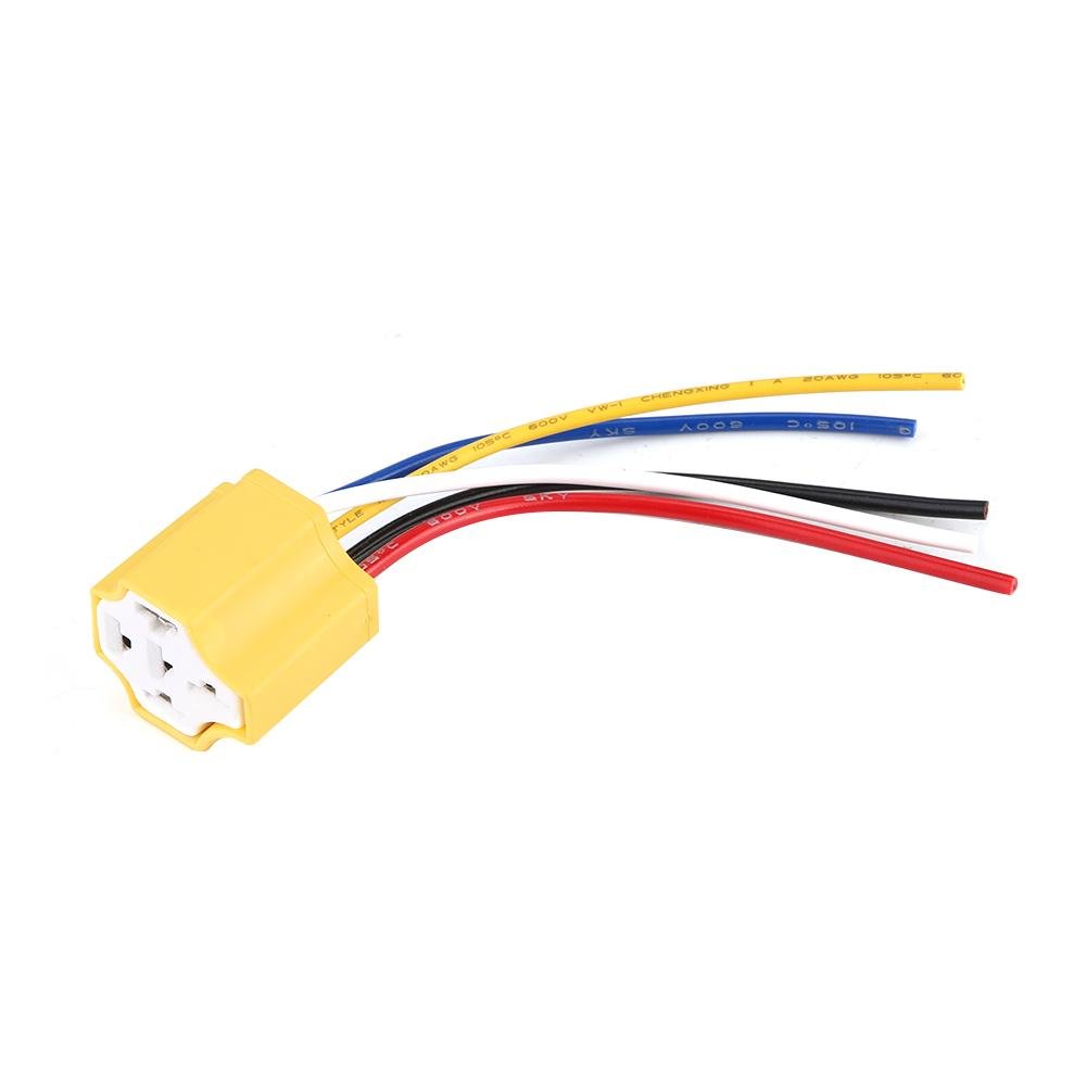5 Pin Relay Socket Ceramic 5 Pin Automotive Car Wiring Harness Relay Socket 30-100A