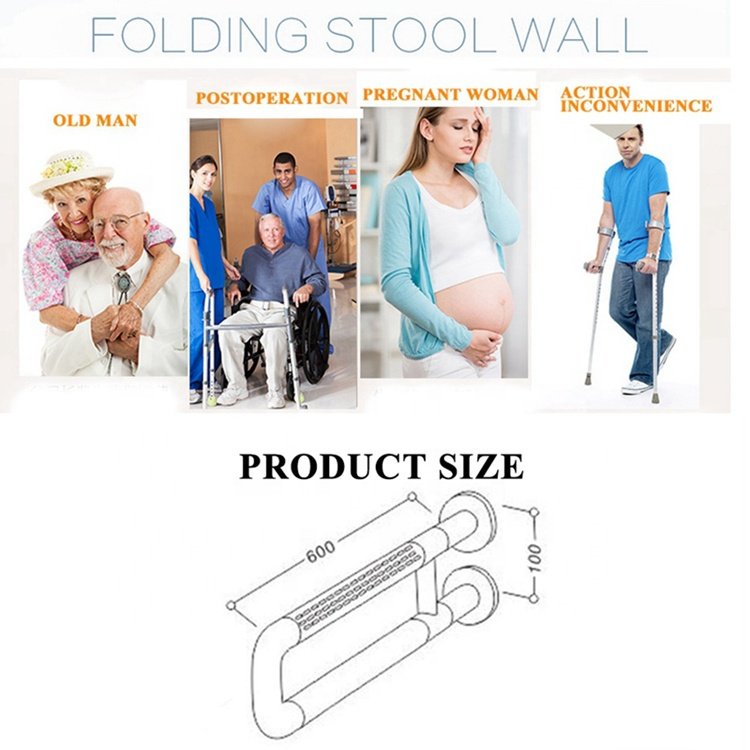 Anti-slip Wall Mounted ABS Coating Washroom Safety Grab Bar for Handicapped Elderly WC Armrest Grab Rail Shower Handle Bars