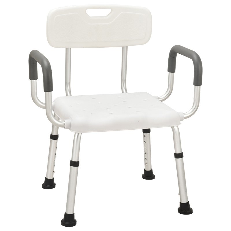 Modern Design Height Adjustable Aluminium Alloy Bath Stool Elderly Bathroom Chair with Armrests for Bathing