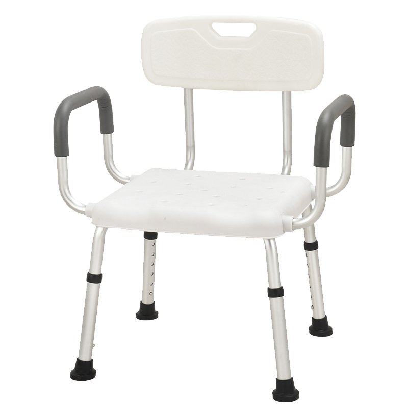 Modern Design Height Adjustable Aluminium Alloy Bath Stool Elderly Bathroom Chair with Armrests for Bathing