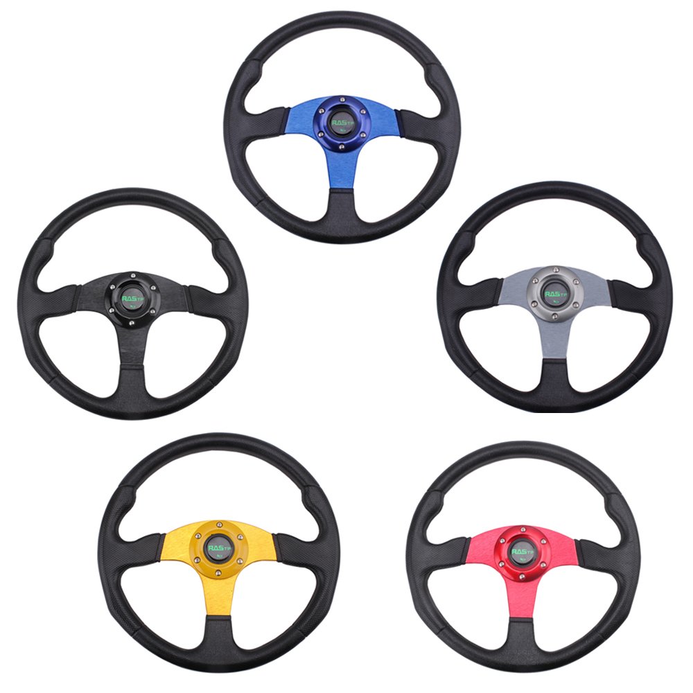 14INCH Drifting Car Racing Sport Wheel Wheel PVC 6 Bolt Universal Flat Dish Steering Wheel