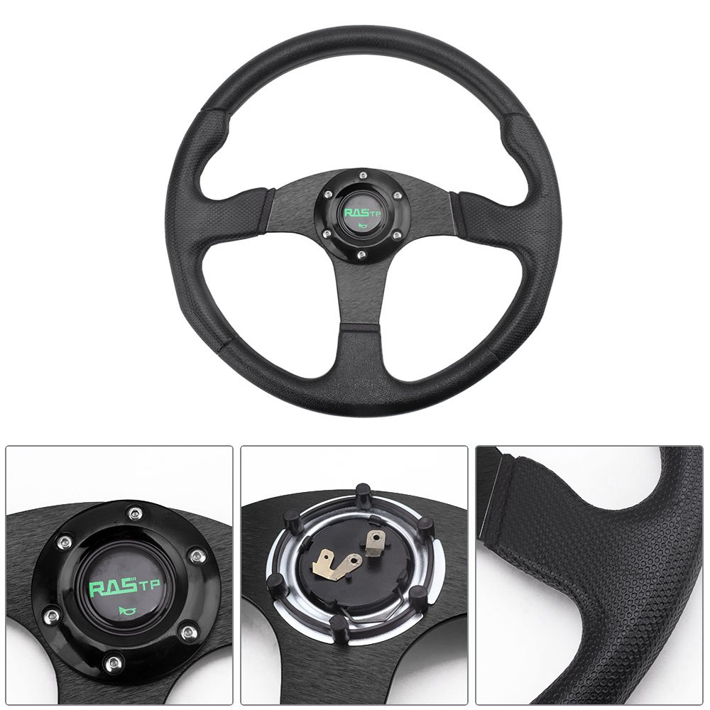 14INCH Drifting Car Racing Sport Wheel Wheel PVC 6 Bolt Universal Flat Dish Steering Wheel