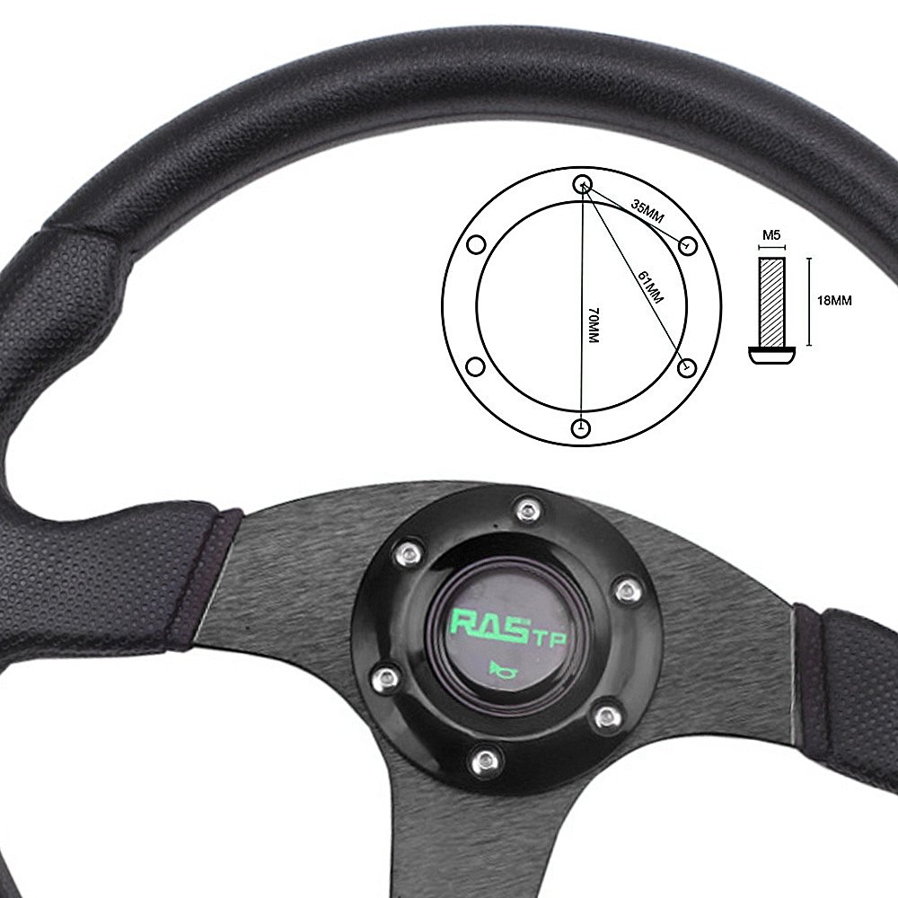 14INCH Drifting Car Racing Sport Wheel Wheel PVC 6 Bolt Universal Flat Dish Steering Wheel