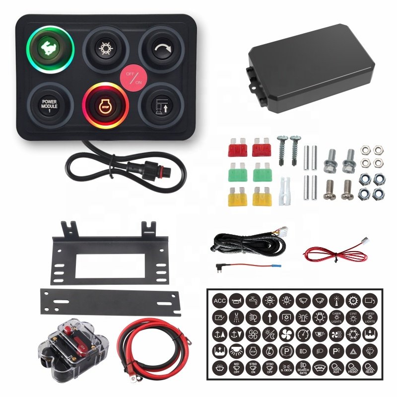 RGB Waterproof IP68 Universal Circuit Control System Relay Box 6 Gang Switch Panel for Marine Car Truck Offroad ATV SUV