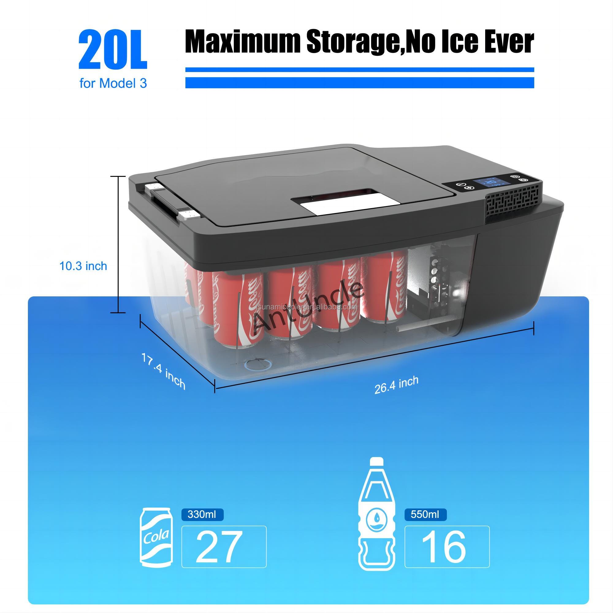 Custom Design 20L 12V/24V Mini Car Fridge with Cooling and Warming for Tesla Car Fridge 3XY Armrest Refrigerator