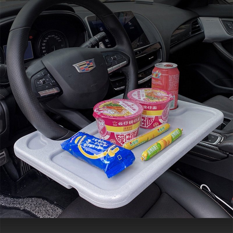 Custom universal plastic heavy duty car steering wheel table desk tray for food eating drink laptop notebook