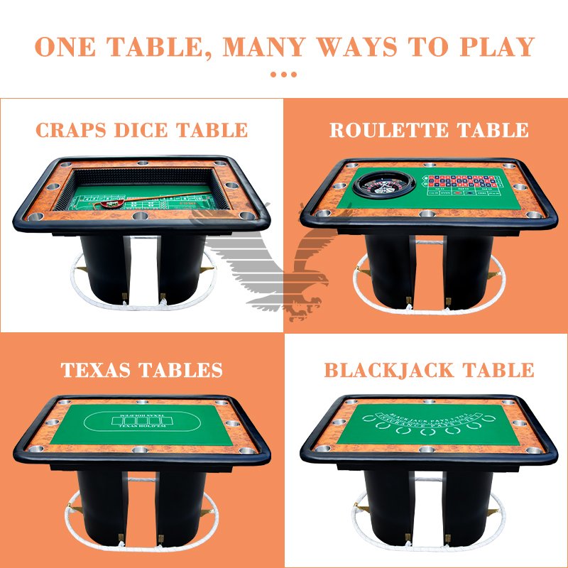 YH 4 in 1 Casino Table 12 Foot Casino Craps Table Gambling Tables