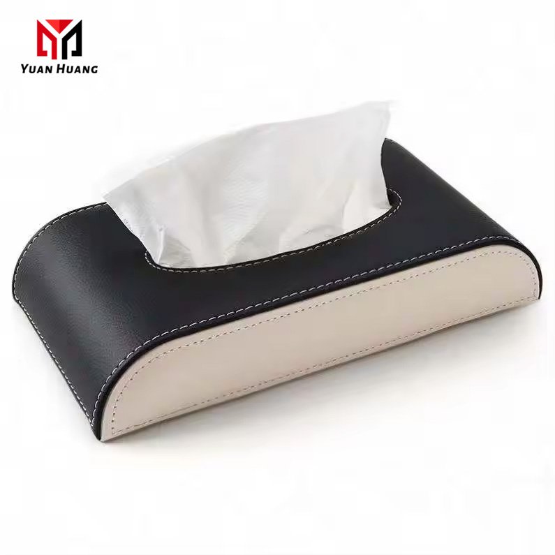 Customized Logo Car Leather Tissue Paper Box Tissue Paper Towel Sets Car Sun Visor Box Holder Auto Interior Storage Removable