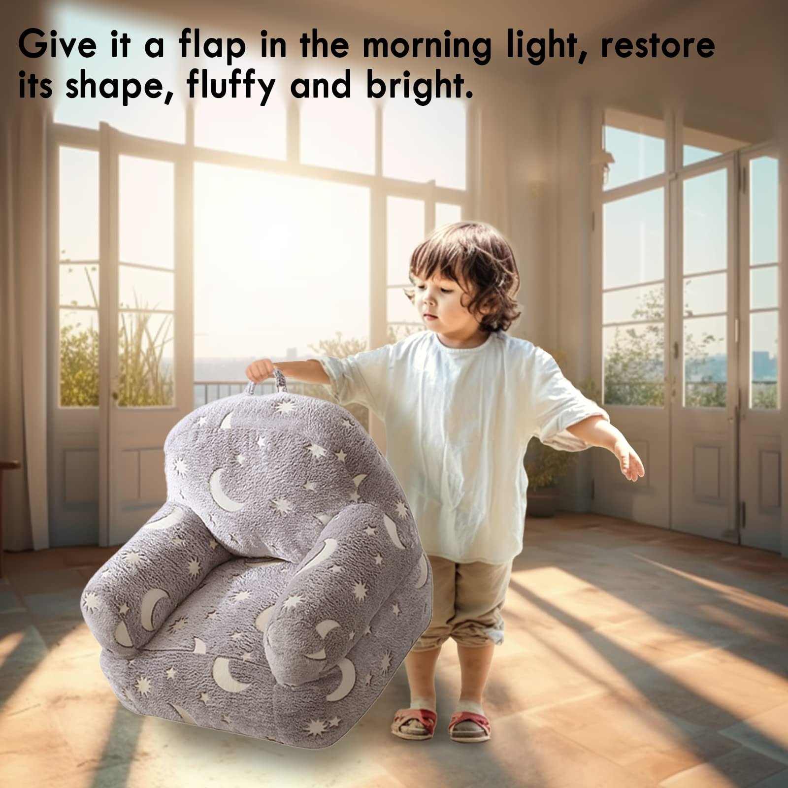 Kingworth Lightweight Mini Sofa Armrest Couch Glow in the Dark Children Bean Bag Chair Kids Couch