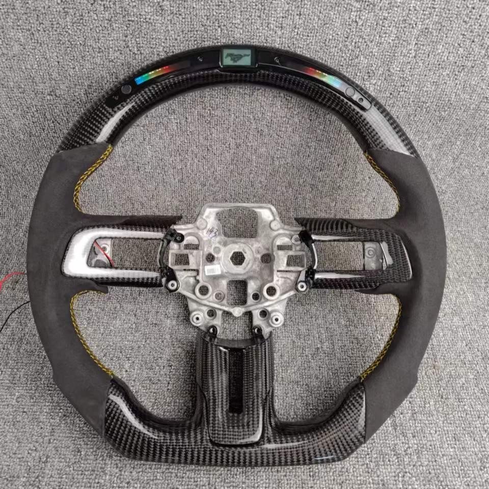 High Quality LED Shift Light Racing Real Carbon Fiber Steering Wheel For Ford Mustang GT 2020 - 2019 Car Steering Wheel