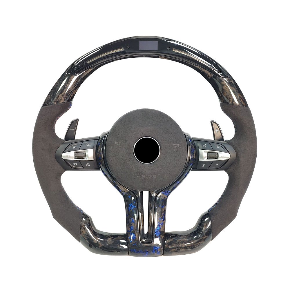 Custom Real Forged Carbon Fiber Steering Wheel for BMW F10 F20 F30 G30 G80 E60 E92 M3M4M5M6 335i LED Car Steering Wheel