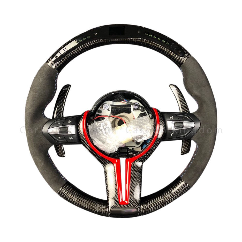Custom Real Forged Carbon Fiber Steering Wheel for BMW F10 F20 F30 G30 G80 E60 E92 M3M4M5M6 335i LED Car Steering Wheel
