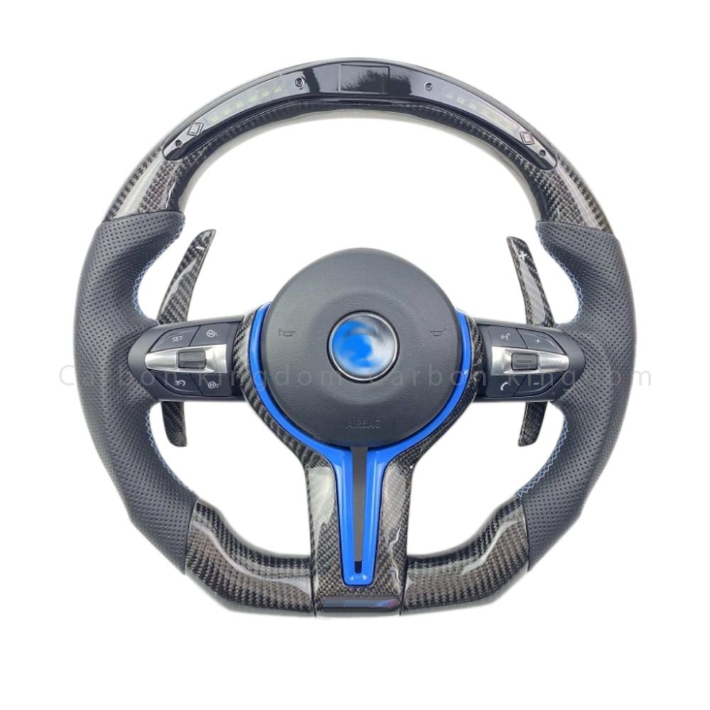 Custom Real Forged Carbon Fiber Steering Wheel for BMW F10 F20 F30 G30 G80 E60 E92 M3M4M5M6 335i LED Car Steering Wheel