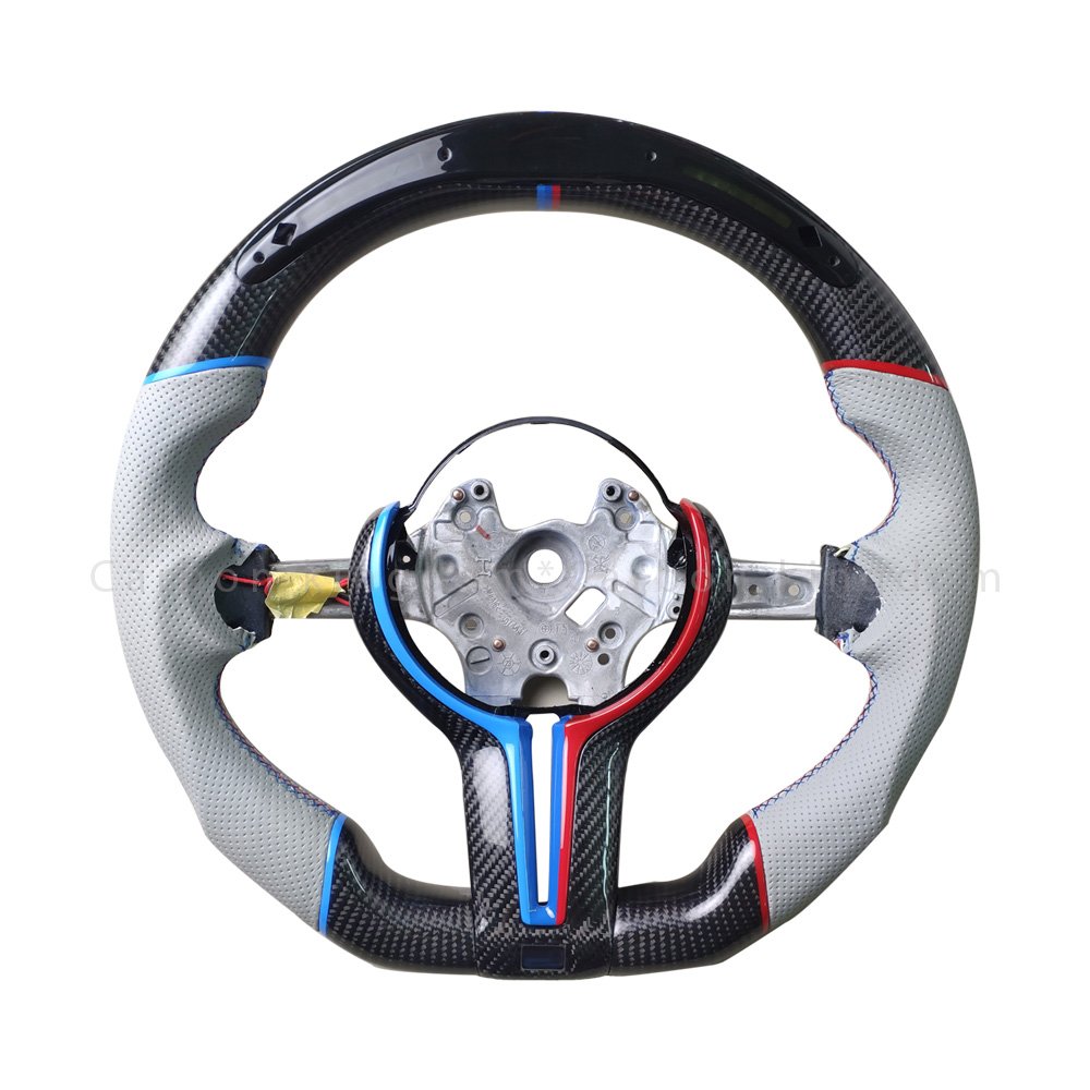 Custom Real Forged Carbon Fiber Steering Wheel for BMW F10 F20 F30 G30 G80 E60 E92 M3M4M5M6 335i LED Car Steering Wheel
