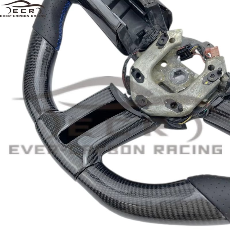 Ever-carbon Racing ECR Interior Accessories Steering Wheel Carbon Fiber Sports 2015 Carton Box Blue Flat Bottom for Ford Mustang