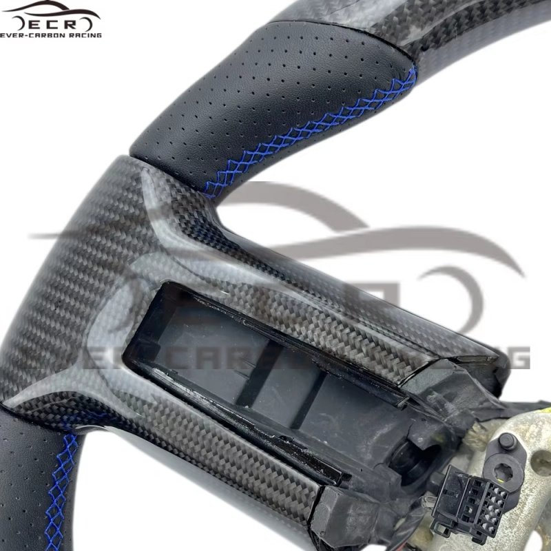 Ever-carbon Racing ECR Interior Accessories Steering Wheel Carbon Fiber Sports 2015 Carton Box Blue Flat Bottom for Ford Mustang