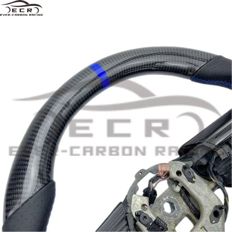 Ever-carbon Racing ECR Interior Accessories Steering Wheel Carbon Fiber Sports 2015 Carton Box Blue Flat Bottom for Ford Mustang