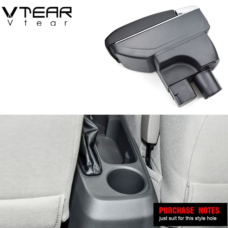 Vtear for Chevrolet Sail 3 Armrest Leather USB Interface Storage Box Red Thread Car-styling Interior ABS Arm Rest Accessories