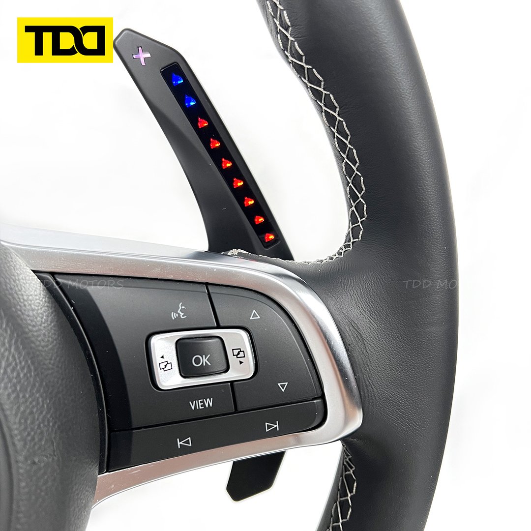 Full Leather Customized Steering Wheel for VW MK7 GTI No Button Airbag Paddle And Trim