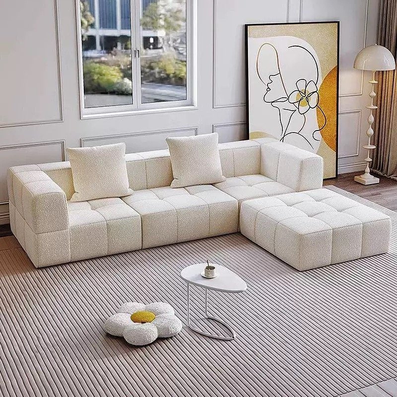 Italian Luxury Vacuum Compressed Packed Sofa Modern Tufted Sectional Floor Couch Fabric Living Room Home Modular Sofa Set