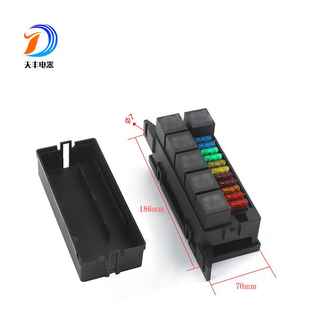 Automotive Fuse Relay Box 12V 6 Slots Relay Block and 11 Slots ATC/ATO Fuse Block for Car