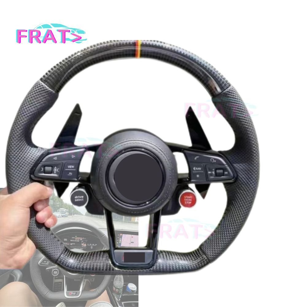Custom Auto Leather Carbon Fiber Steering Wheel FOR Audi TT TTS R8 GT RS6 RS5 RS7 Q5 Q7 A6 C8 A7 Sport style car STEERING WHEEL
