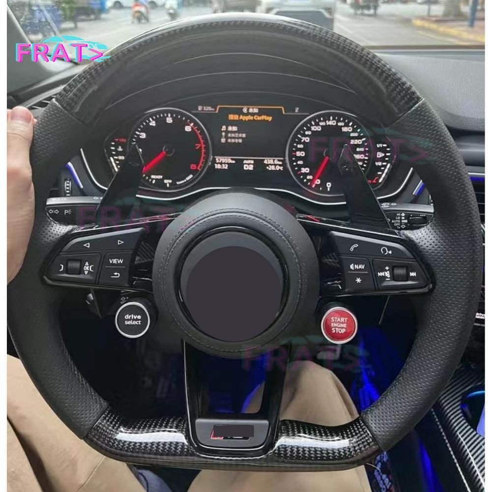 Custom Auto Leather Carbon Fiber Steering Wheel FOR Audi TT TTS R8 GT RS6 RS5 RS7 Q5 Q7 A6 C8 A7 Sport style car STEERING WHEEL