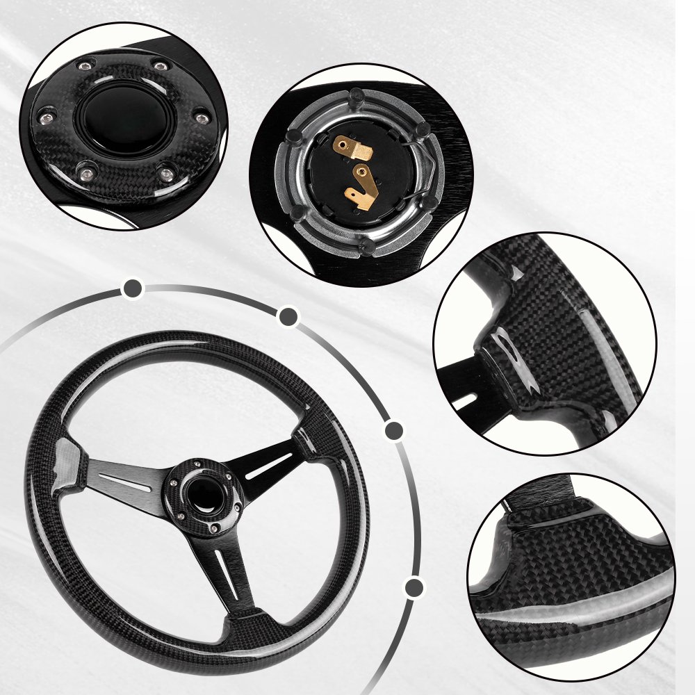 14'' 345mm Classic Flat Real Carbon Fiber Steering Wheel Universal Racing Car Steering Wheel