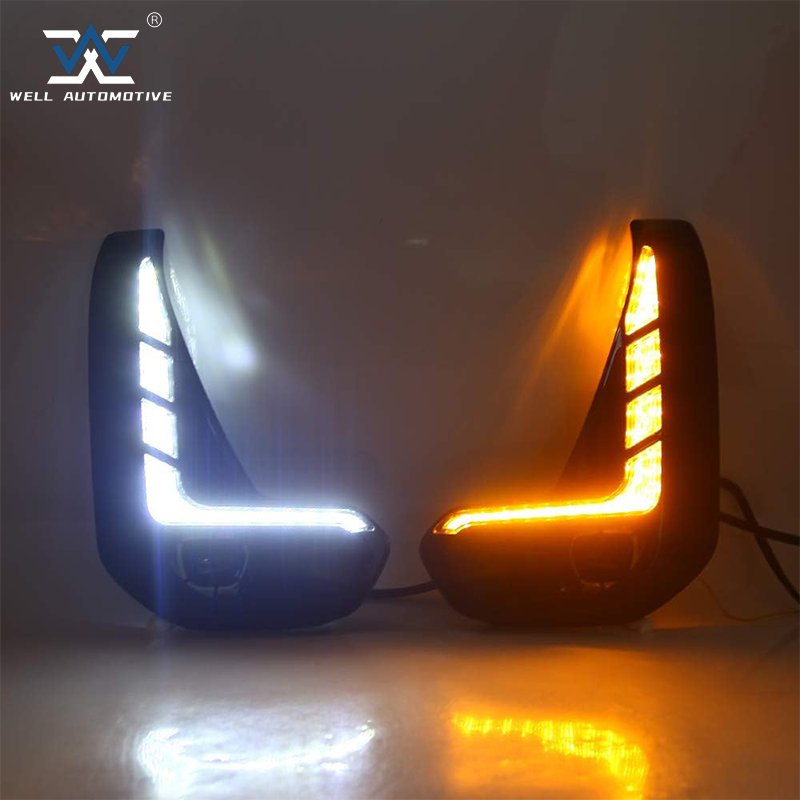 Factory Wholesale Auto Replacement Accessories Black LED Fog Lights DRL Fog Lamps for Hilux Revo 2021