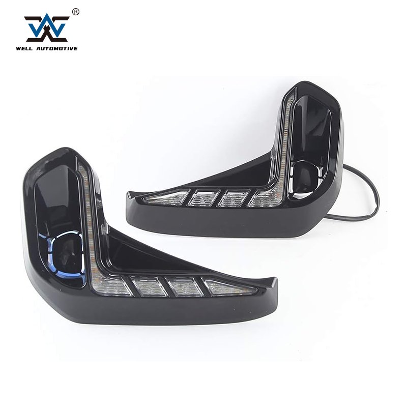Factory Wholesale Auto Replacement Accessories Black LED Fog Lights DRL Fog Lamps for Hilux Revo 2021