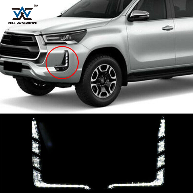 Factory Wholesale Auto Replacement Accessories Black LED Fog Lights DRL Fog Lamps for Hilux Revo 2021