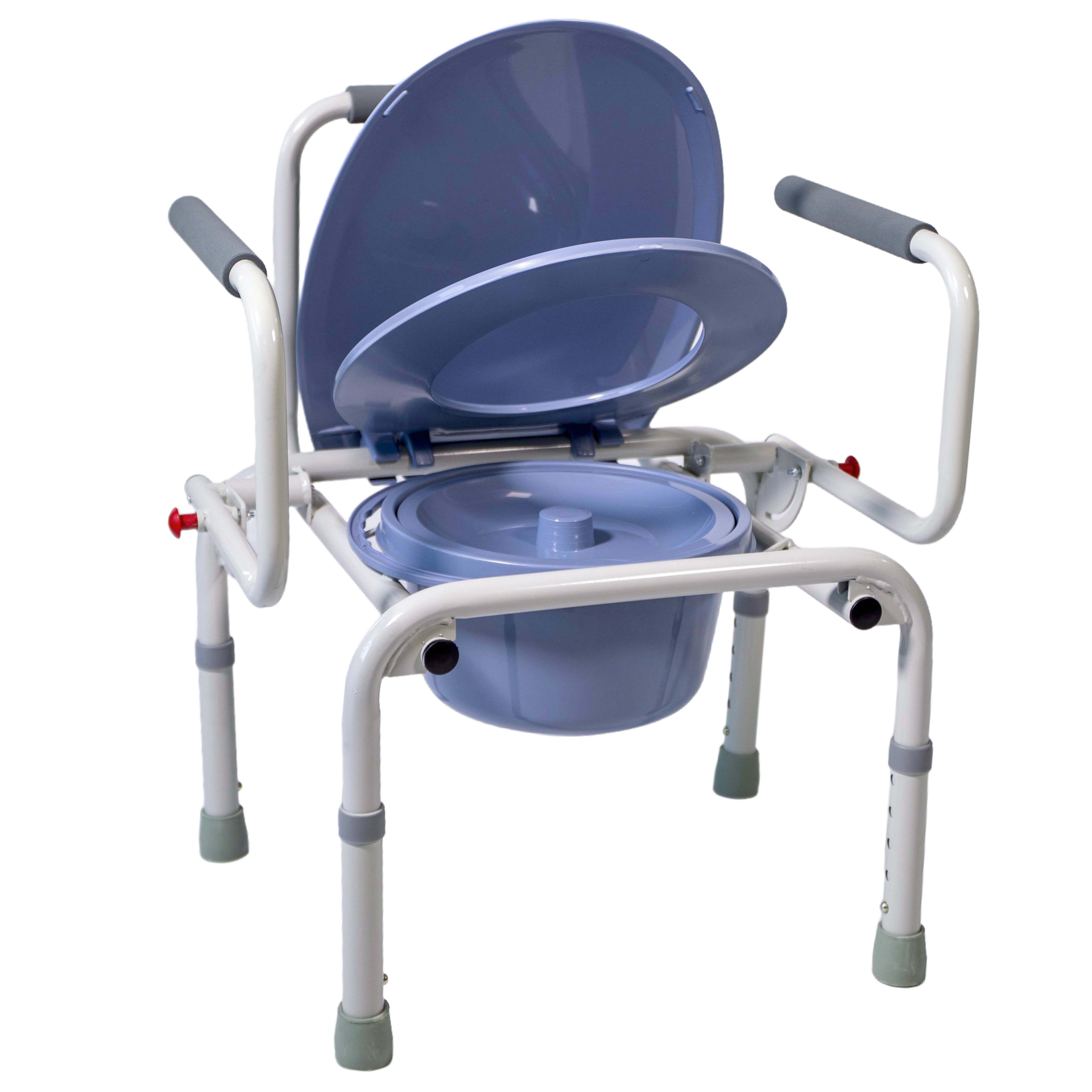 Andcare AC669 Adult Height Adjustable Commode Chair With Reversible Armrests for Elderly