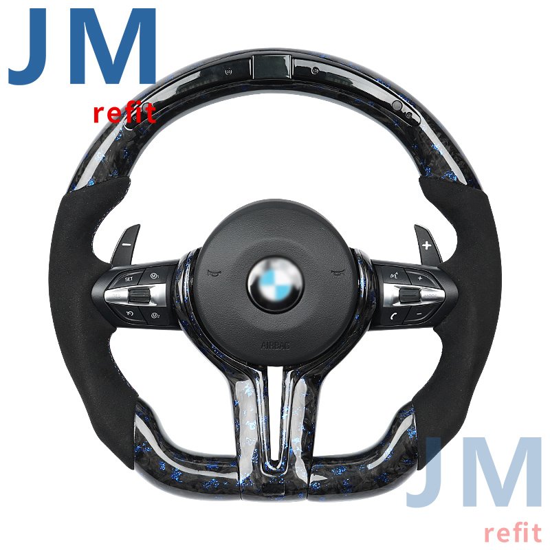 LED RPM Racing Custom Steering Wheel Carbon Fiber Fit For F30 F10 E90 M2-M8 1-7Series X1-X6Carbon Fiber Steering Wheel