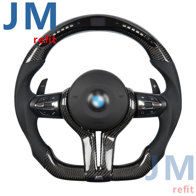LED RPM Racing Custom Steering Wheel Carbon Fiber Fit For F30 F10 E90 M2-M8 1-7Series X1-X6Carbon Fiber Steering Wheel