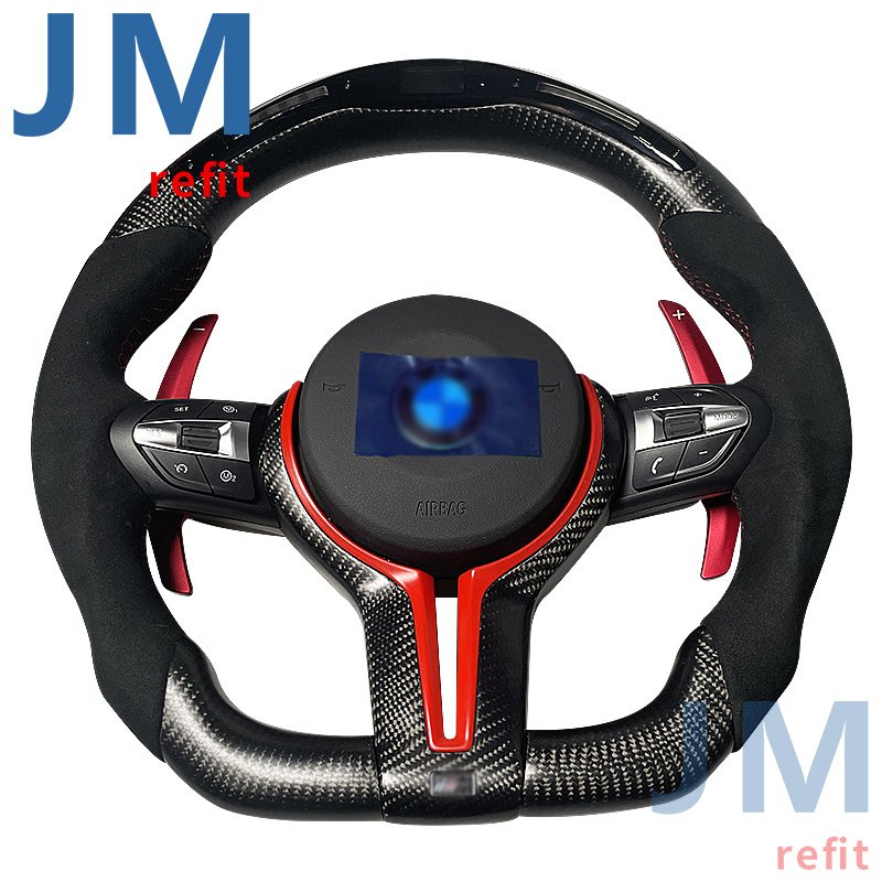 LED RPM Racing Custom Steering Wheel Carbon Fiber Fit For F30 F10 E90 M2-M8 1-7Series X1-X6Carbon Fiber Steering Wheel