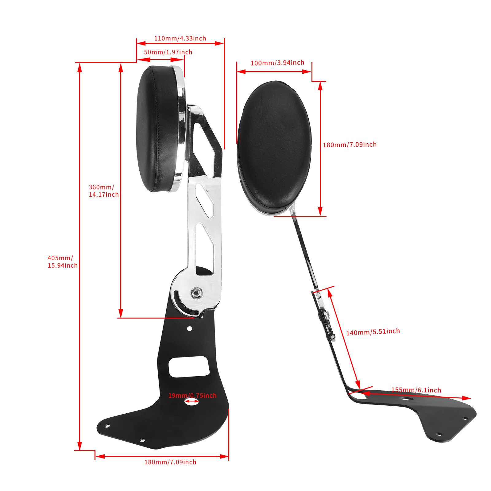 Motorcycle Rear Passenger Armrests for Honda Goldwing GL1800 GL 1800 2001 - 2017 Chrome New Adjustable Armrests Accessories