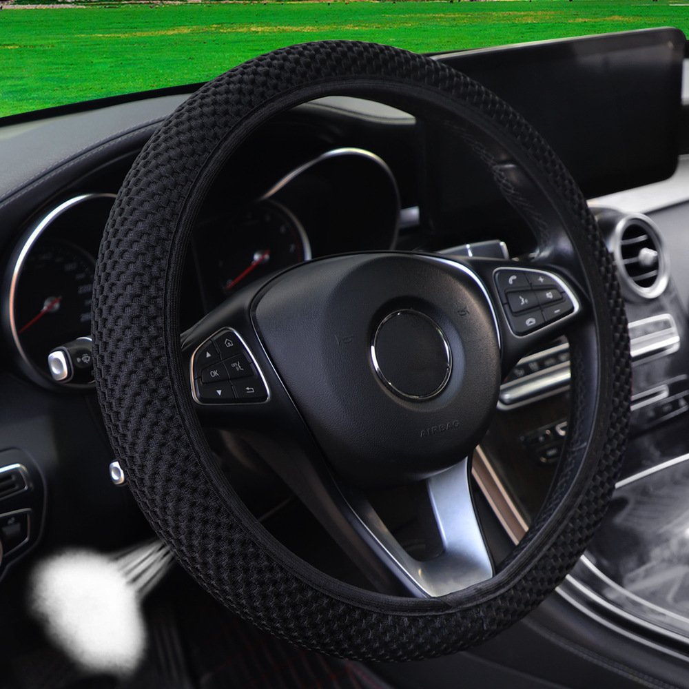 Ice Silk Mesh Breathable Car Steering Wheel Cover Accessory For 14.5-15 Inch