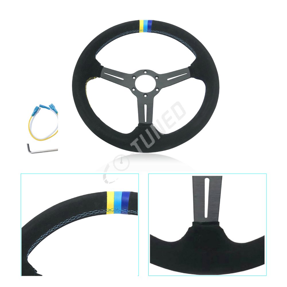 Universal 350MM Steering Wheel Leather Sport Steering Wheel Car Steering Wheel For Racing