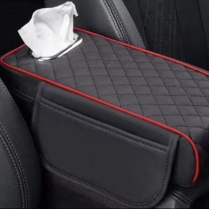 Memory Foam Extender Cushion Protector Tissue Holder Facial Napkin Holder Leather Armrest Box Mat Car Center Console Box Cover