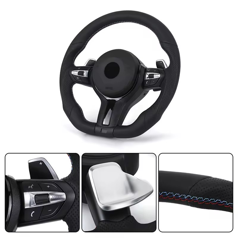 Wide Paddle Half Alcantara Leather M Sport Steering Wheel for BMW F10 F30 F20 F80 F18 M5 F90 F48 X3 F25 X5 F15 F85 X6 F16 F86