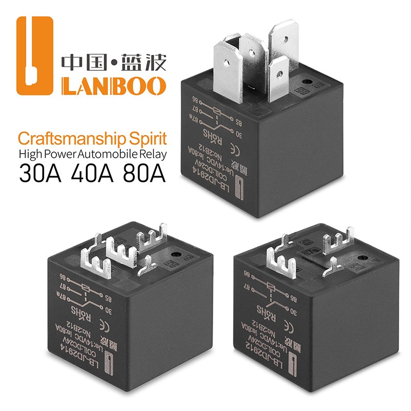 LANBOO New Product 30A/40A/80A Safety High Current Automotive Relay Automotive Fuse Power Relay