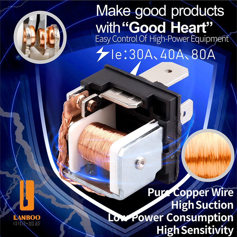 LANBOO New Product 30A/40A/80A Safety High Current Automotive Relay Automotive Fuse Power Relay