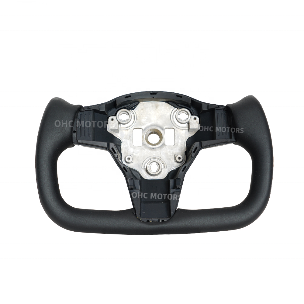 US Local Stock Black Full Leather Steering Wheel For Tesla Model 3 Yoke Steering Wheel With Heating 2016~2022