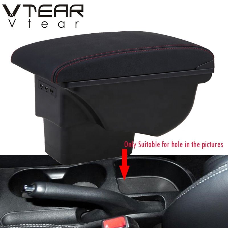 Vtear for Kia Soul Armrest Box USB Charging Heighten Double Layer Storage Box Central Store Content Arm Rest Box Car Accessories